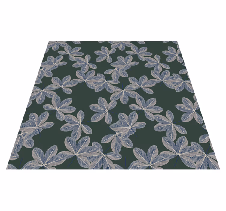 Flower vinyl rug with dark leaves design - TenStickers