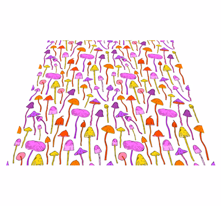 Flower vinyl rug with psychedelic mushroom design - TenStickers