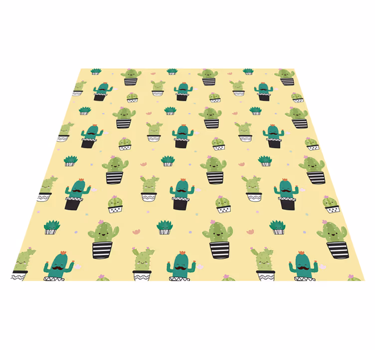 Flower vinyl rug cactus drawing pattern - TenStickers