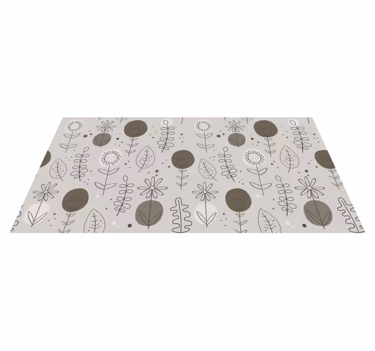 Flower vinyl rug in earthy tones pattern - TenStickers