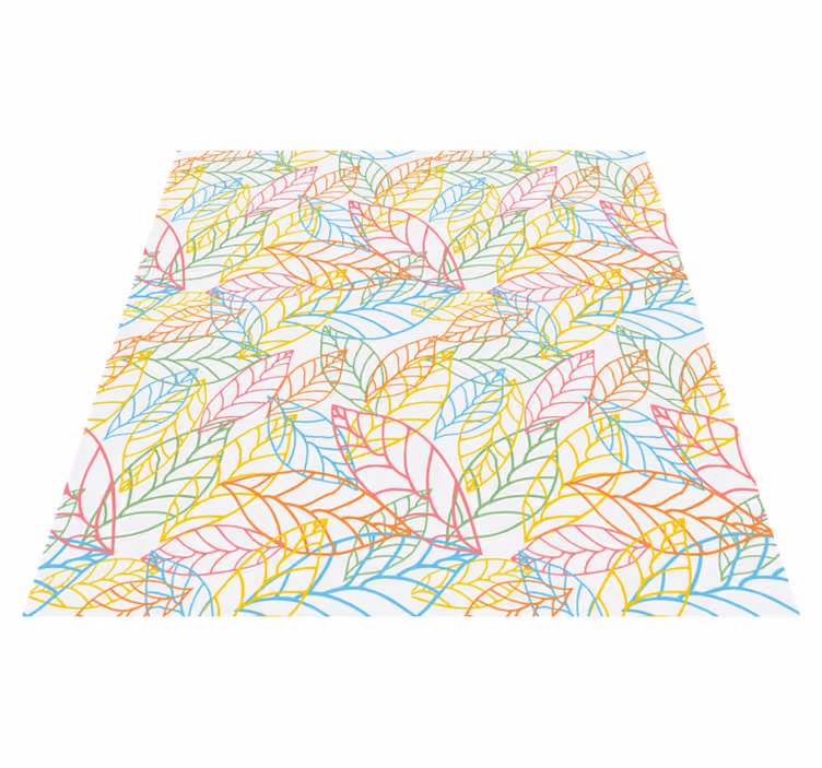 Flower vinyl rug with adorable colorful neon leaves - TenStickers