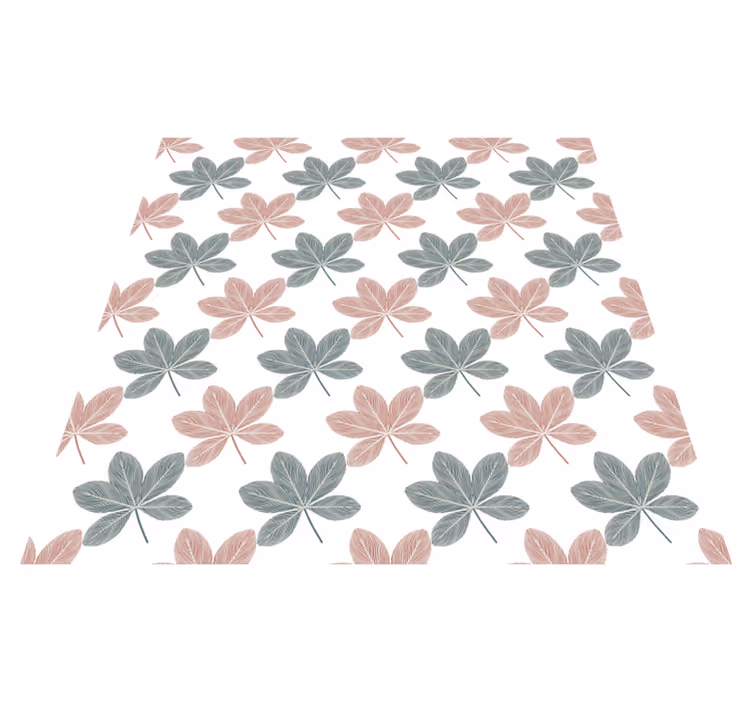 Flower vinyl rug in pink and blue leaf design - TenStickers