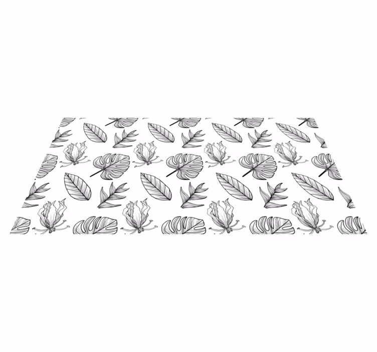 Flower vinyl rug with solid tropical leaves - TenStickers