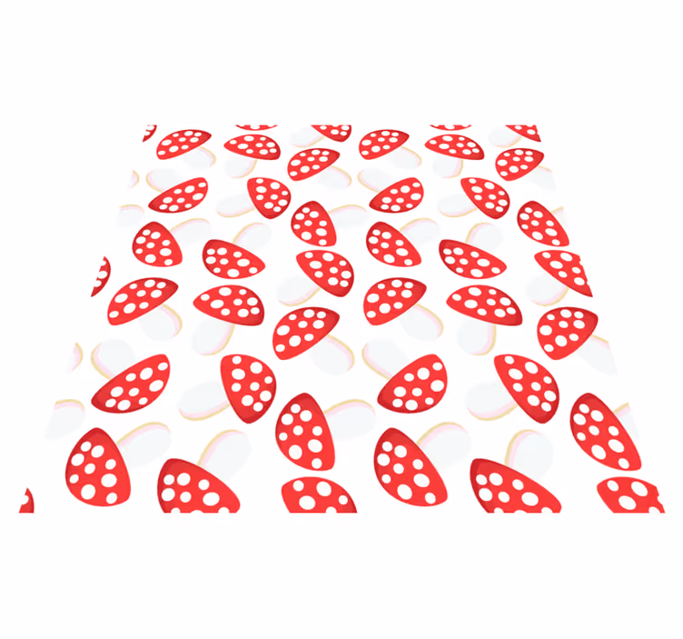 Flower vinyl rug with classic mushrooms on white - TenStickers