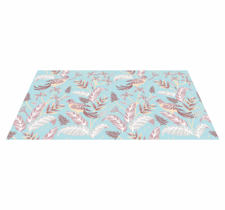 Flower vinyl rug with blue and pink floral design - TenStickers