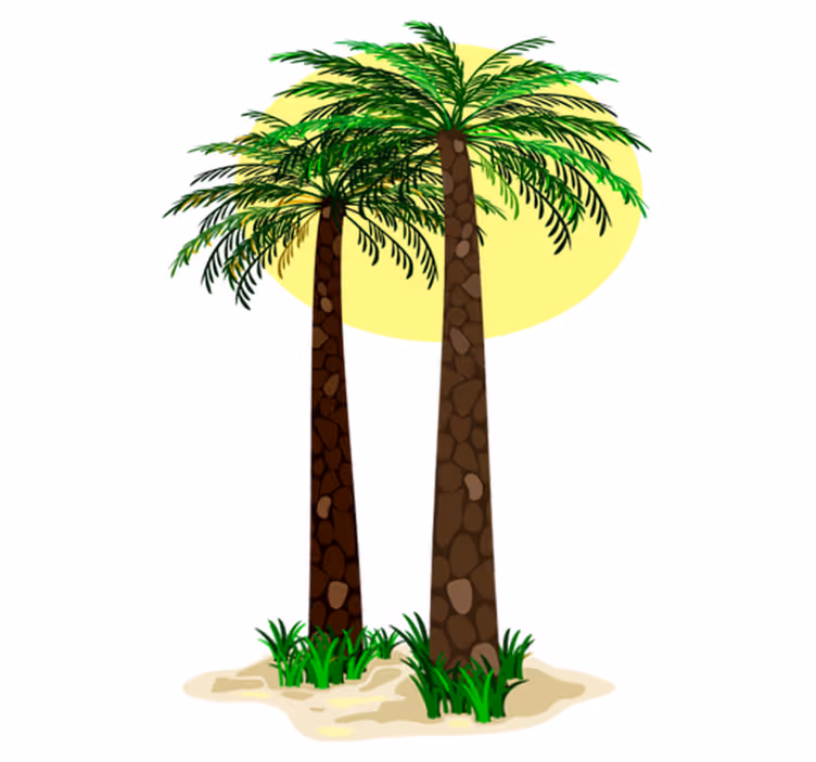 Tropical palm trees flower vinyl rug - TenStickers