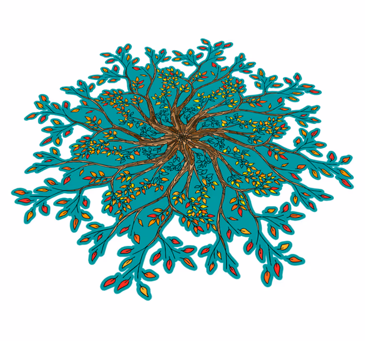 Flower vinyl rug in lively tree design - TenStickers