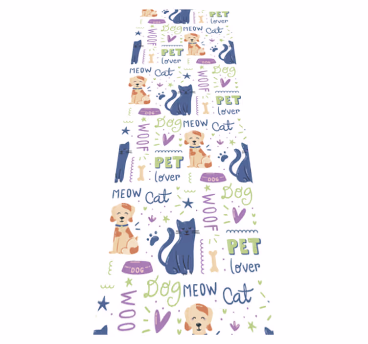 Bedroom vinyl rug with vibrant dog doodles - TenStickers