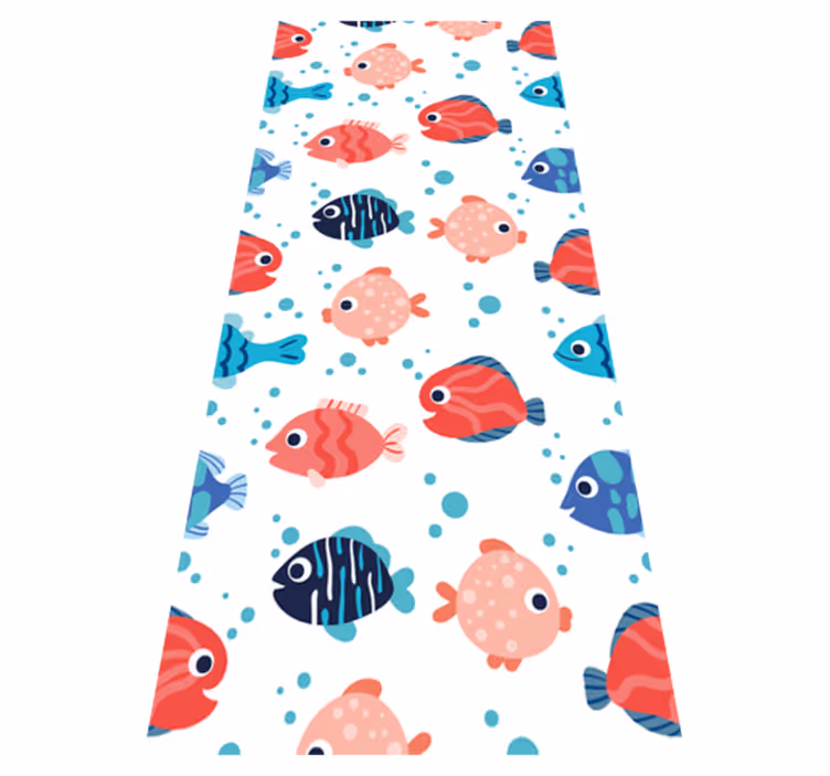 Bedroom vinyl rug with pink and blue fishes - TenStickers