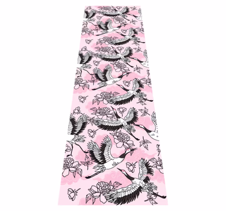 Bedroom vinyl rug with modern pink bird pattern - TenStickers