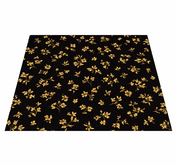 Bedroom vinyl rug dark floral design on black - TenStickers