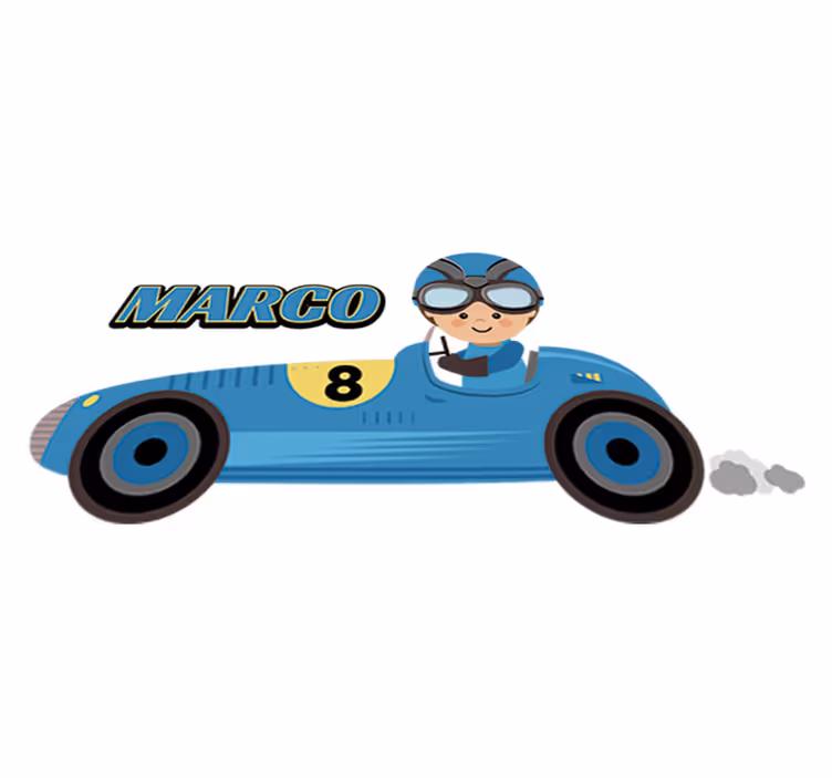 Kids vinyl rug featuring personalized f1 car design - TenStickers