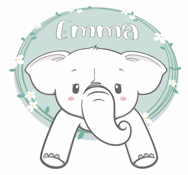 Kids vinyl rug personalized elephant - TenStickers