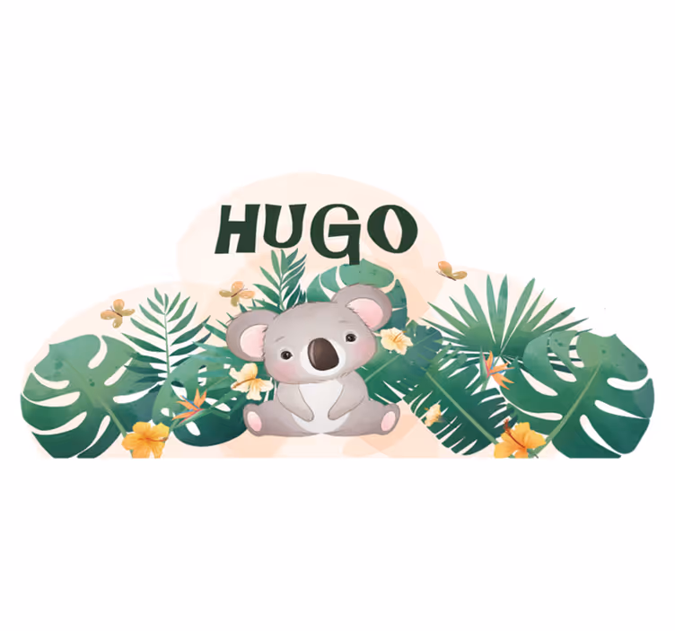 Kids vinyl rug cute koala personalized for boy - TenStickers