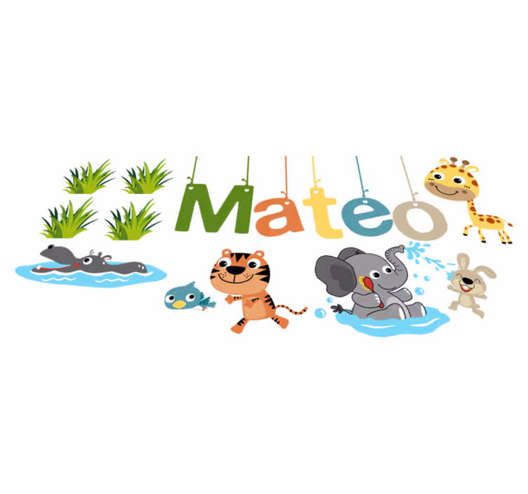 Kids vinyl rug with customizable jungle animal sticker - TenStickers