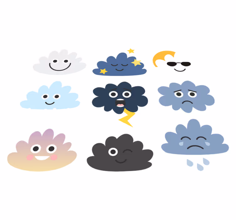 Kids vinyl rug cloud faces - TenStickers