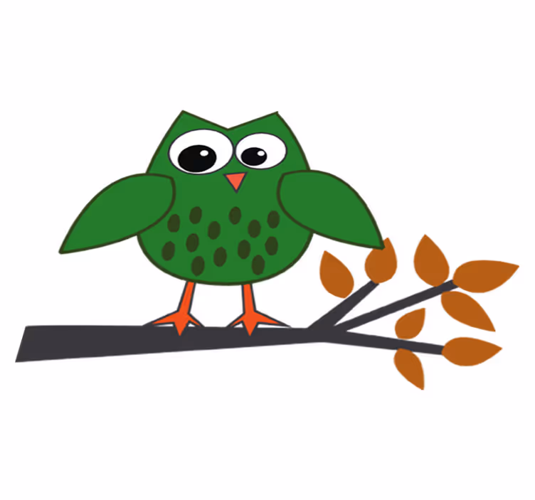 Kids vinyl rug green owl on a branch - TenStickers