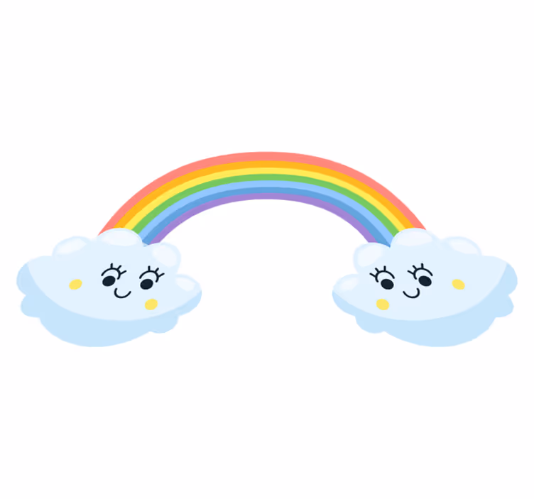 Kids vinyl rug with cute clouds and rainbow design - TenStickers
