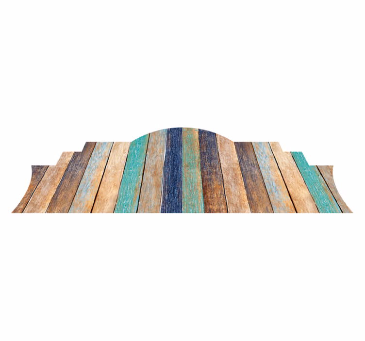 Bedroom vinyl rug with brown wood plank design - TenStickers