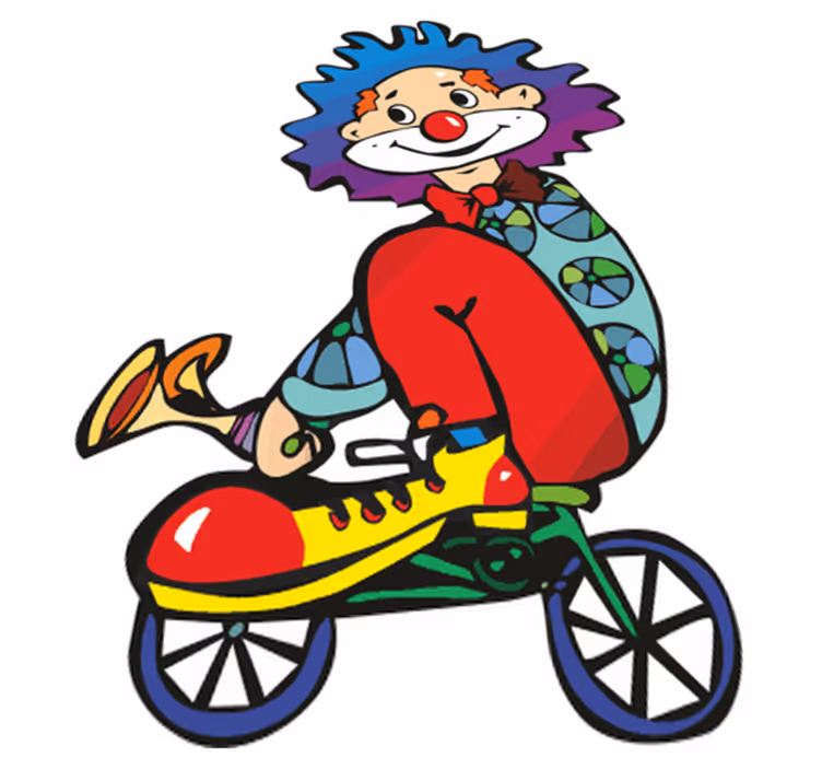 Kids vinyl rug clown riding a bike - TenStickers