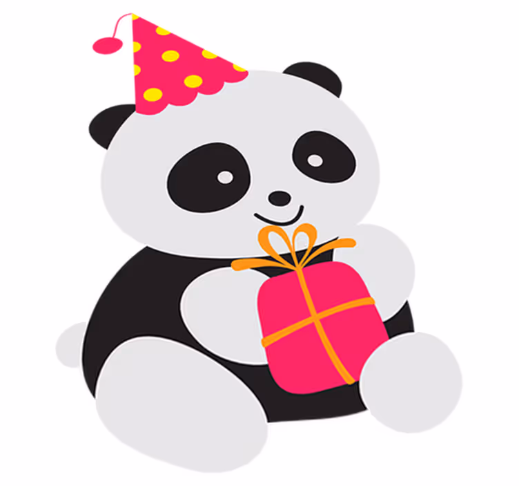 Kids vinyl rug featuring baby panda with gift - TenStickers