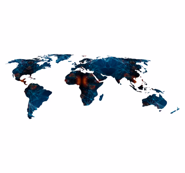 World map vinyl rug with geometrical design - TenStickers