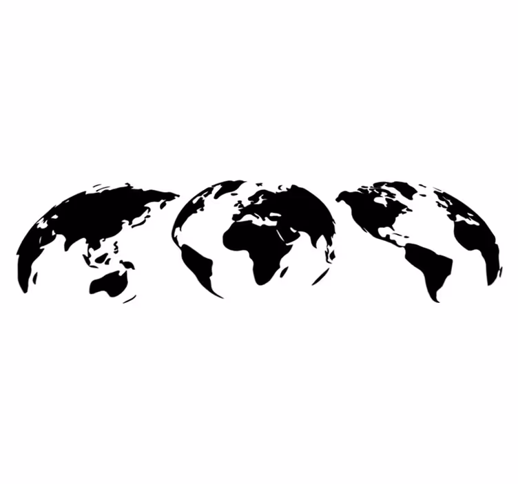 World map vinyl rug with 3 earth maps of continents - TenStickers