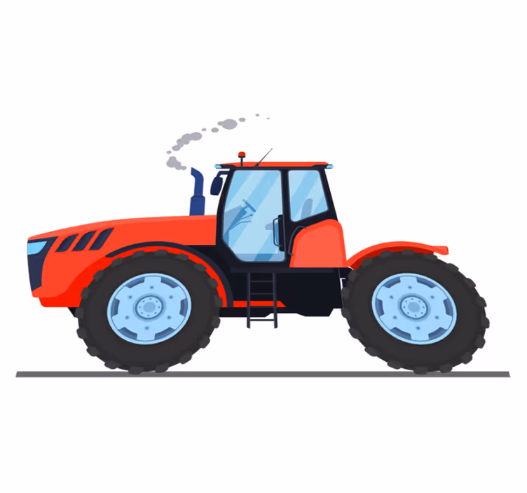 Kids vinyl rug red new tractor - TenStickers
