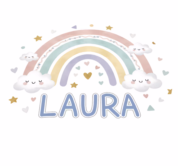 Kids vinyl rug with personalized rainbow design - TenStickers