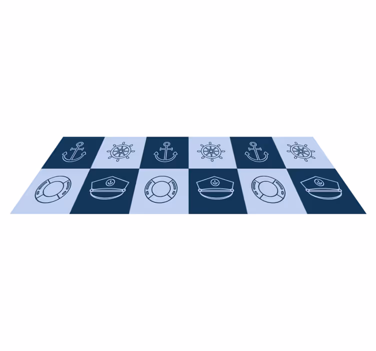 Bathroom vinyl rug with marine symbols design - TenStickers