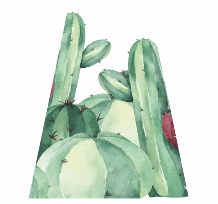 Cactus plants bathroom vinyl rug - TenStickers