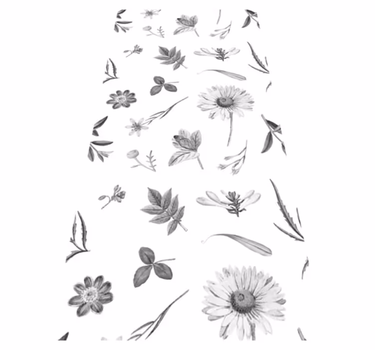 Gray spring flowers kitchen vinyl rug - TenStickers