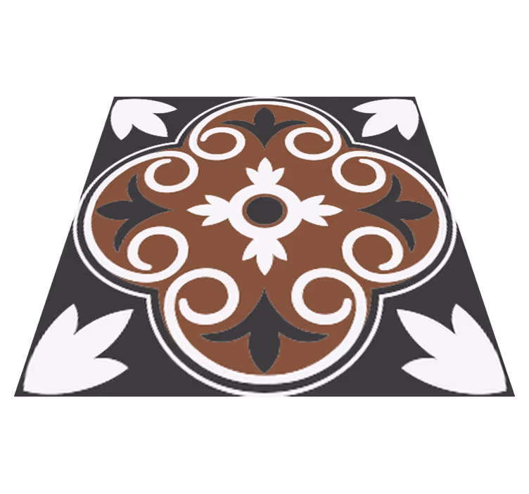Kitchen vinyl rug in gray and brown vintage design - TenStickers