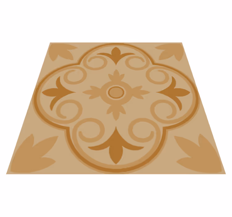 Kitchen vinyl rug with beige vintage floral design - TenStickers