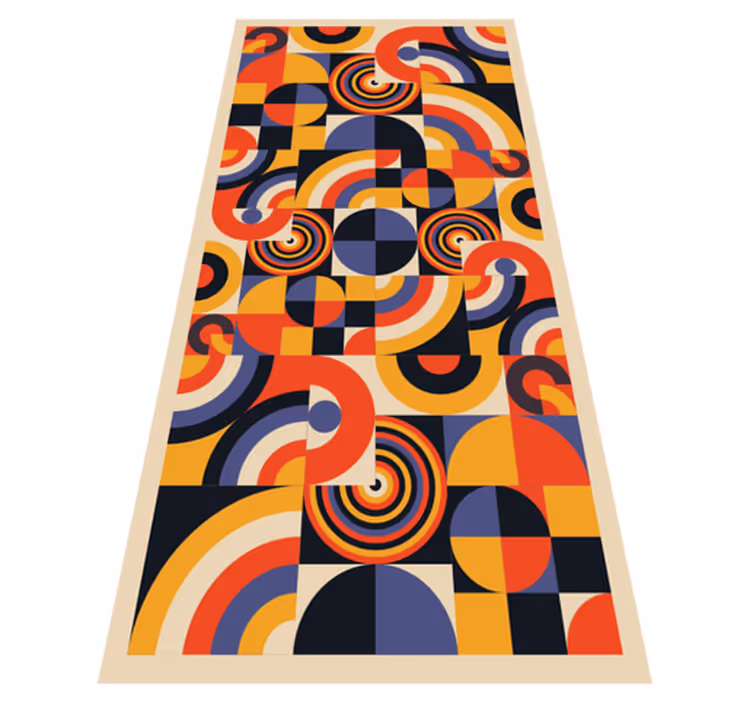 Kitchen vinyl rug in vibrant bauhaus circles - TenStickers