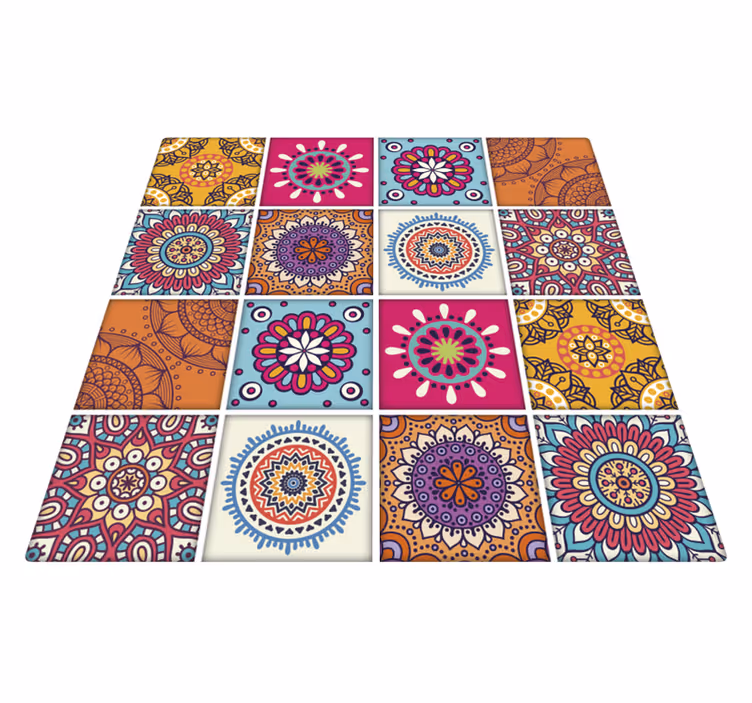Kitchen vinyl rug with mandala tile design - TenStickers