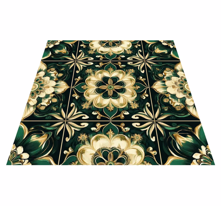 Kitchen vinyl rug with botanical mosaic design - TenStickers