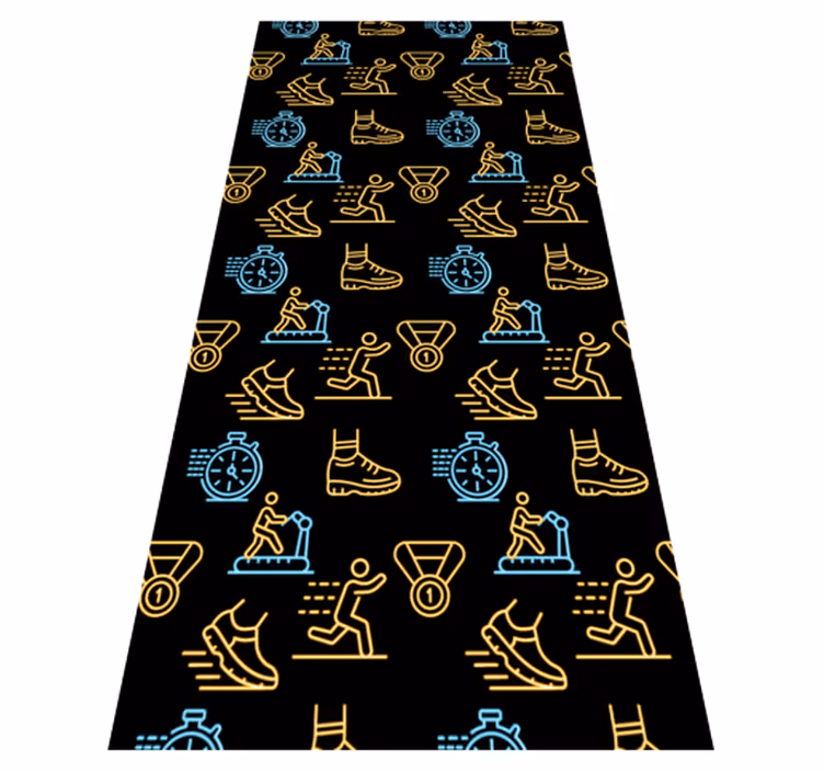 Bedroom vinyl rug with neon running vector icons - TenStickers