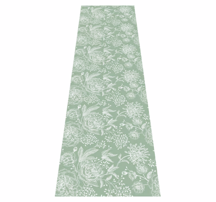 Green floral grandmillennial bedroom vinyl rug - TenStickers