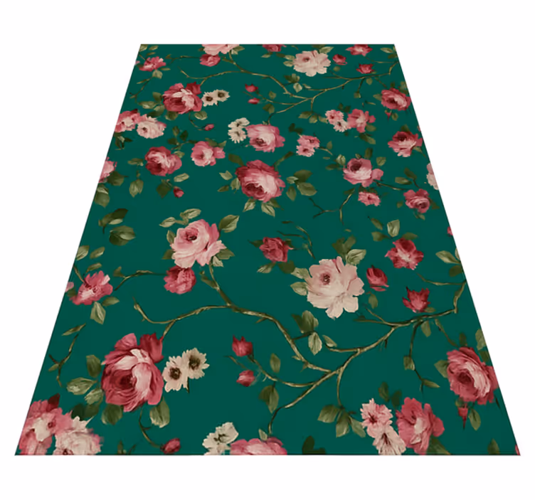 Bedroom vinyl rug with painted tree flowers design - TenStickers