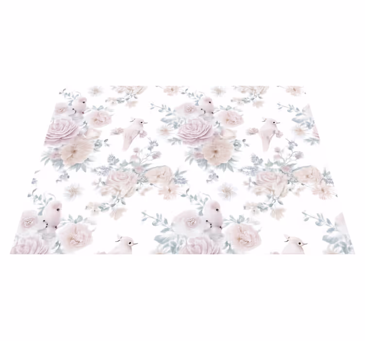 Grey elegant flower design bedroom vinyl rug - TenStickers