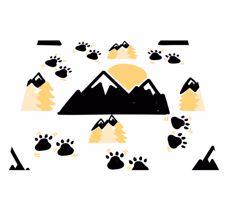 Bedroom vinyl rug mountain footprints on white - TenStickers