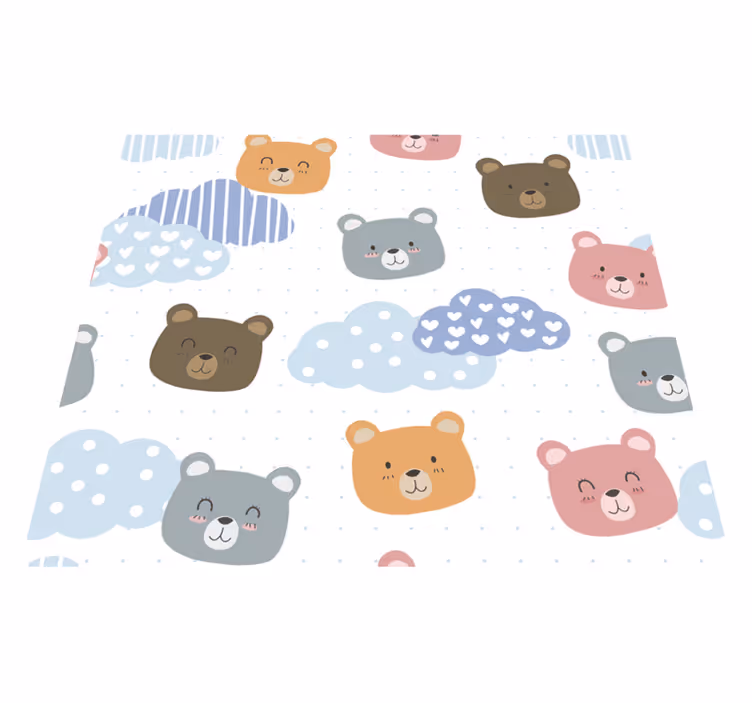 Bedroom vinyl rug minimalistic bear smile white - TenStickers