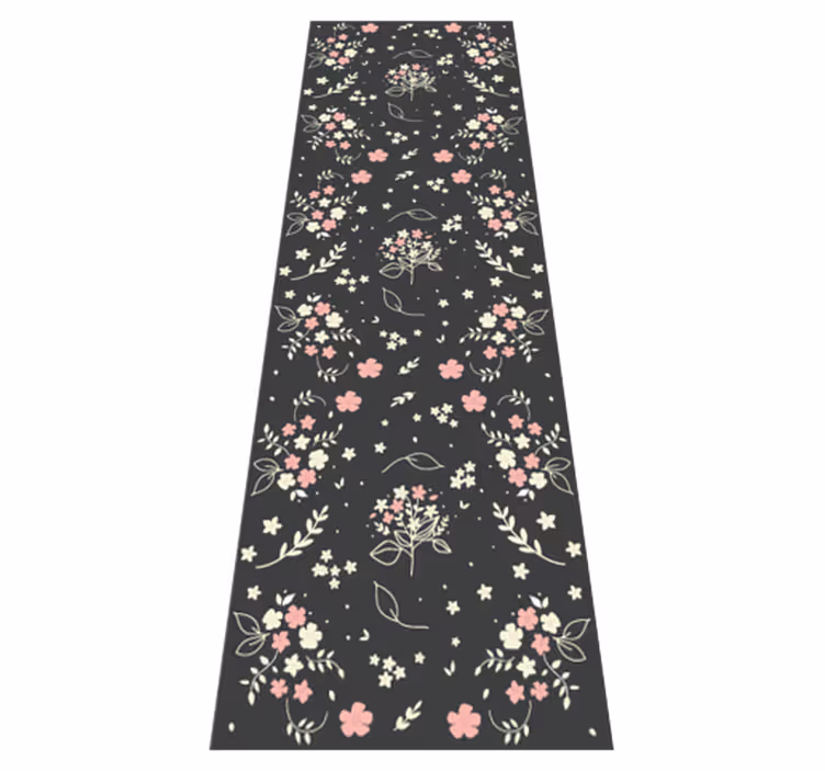 Bedroom vinyl rug gray background with small pink - TenStickers