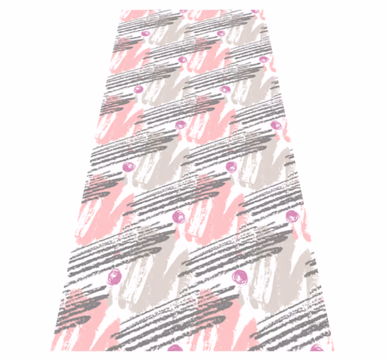 Bedroom vinyl rug in pink and grey brush strokes - TenStickers