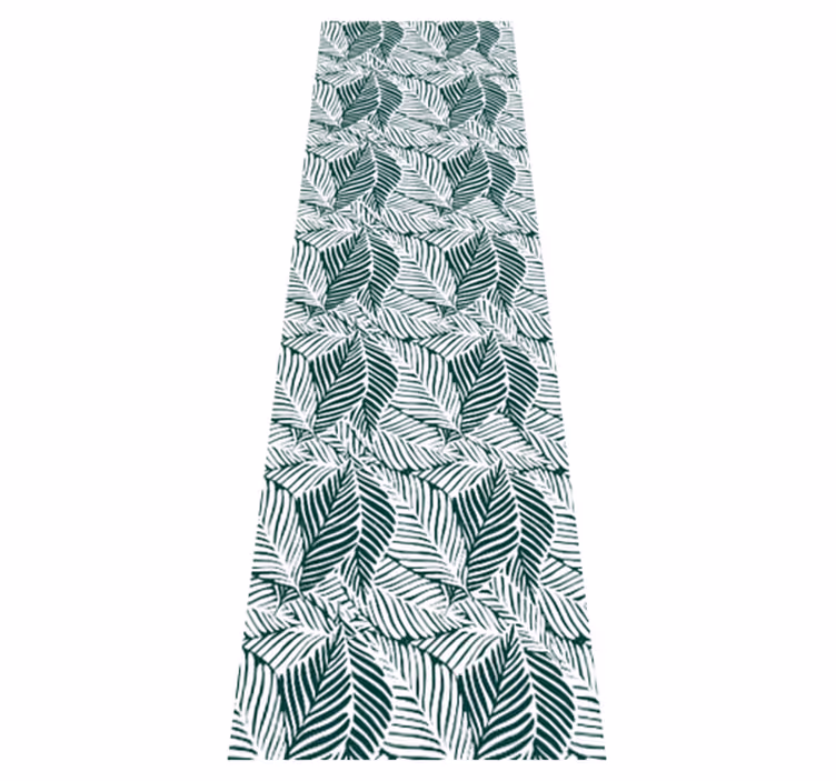 Bedroom vinyl rug in green and white leaf design - TenStickers