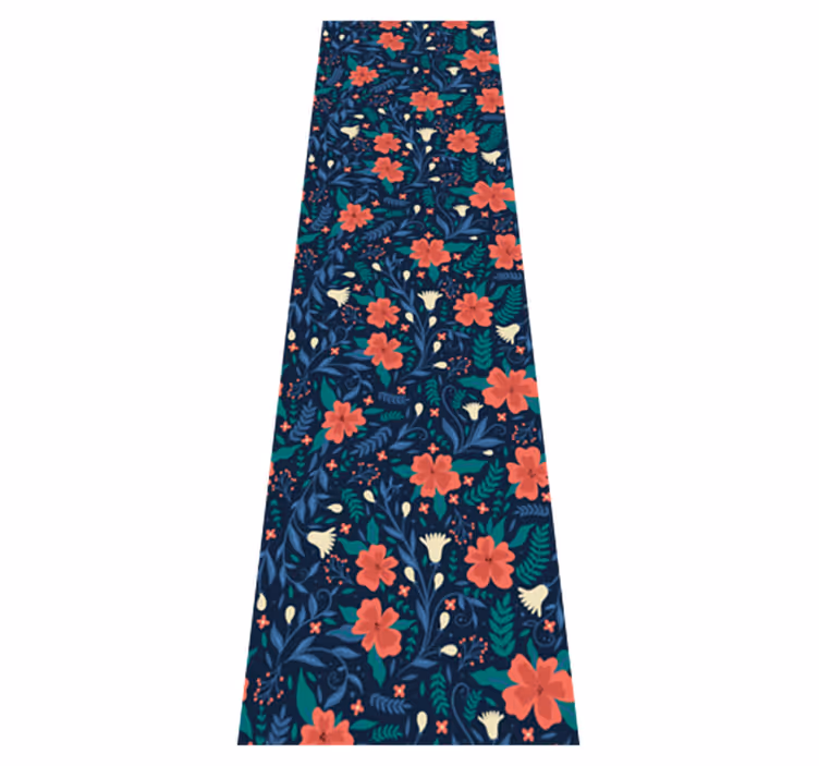 Nordic vinyl rug with artistic floral design - TenStickers