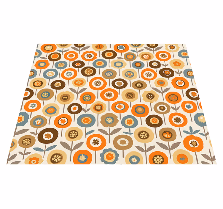 Nordic vinyl rug with colorful vintage flowers - TenStickers