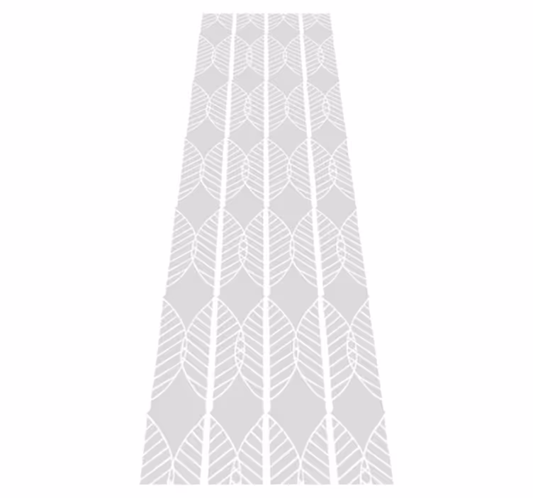 Nordic vinyl rug white leaf pattern on grey - TenStickers