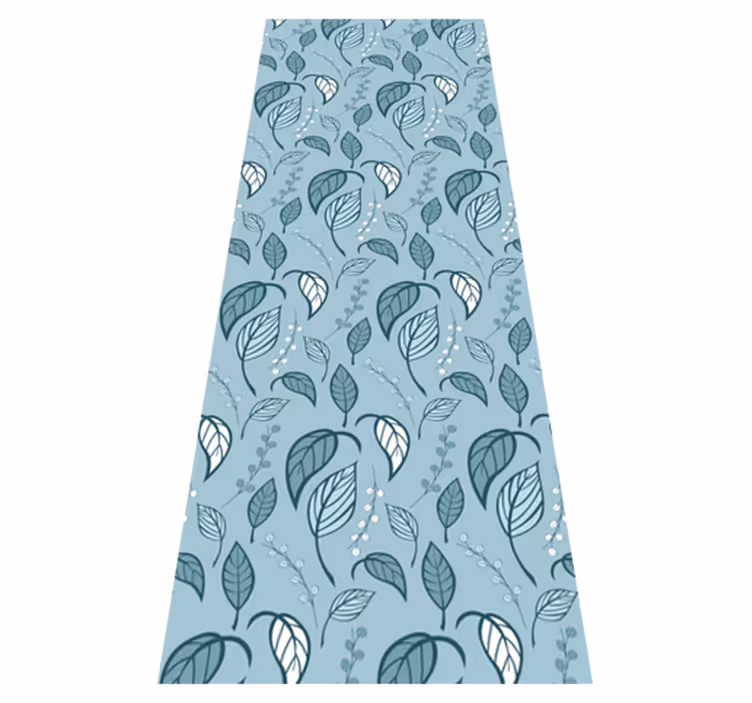 Nordic vinyl rug with blue leaf pattern design - TenStickers